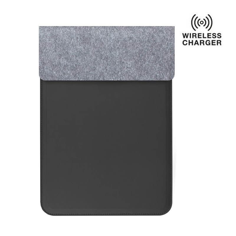 CAMDEN - Giftology 14" Felt Laptop Sleeve With 15W Magnetic Charger - Black 1