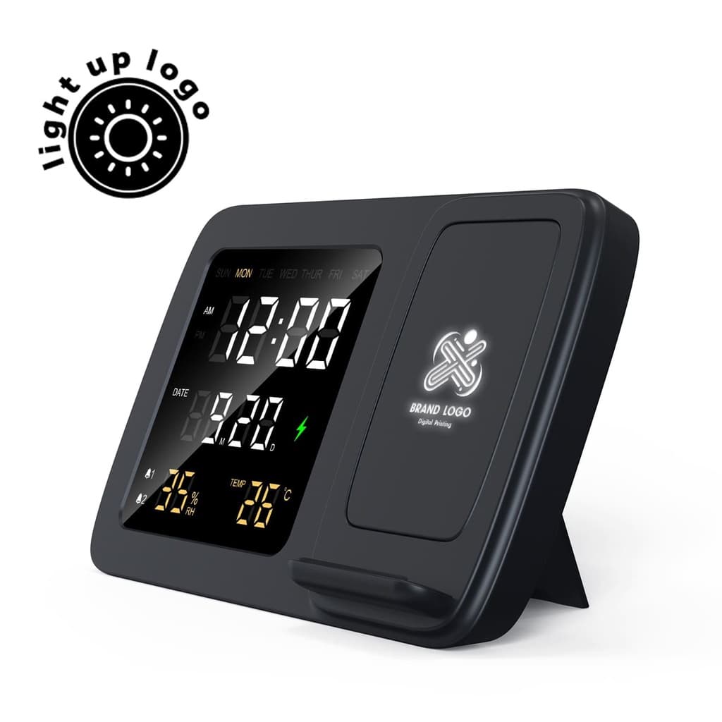RISE - Giftology Digital Alarm Clock & Wireless Charger - Black 1