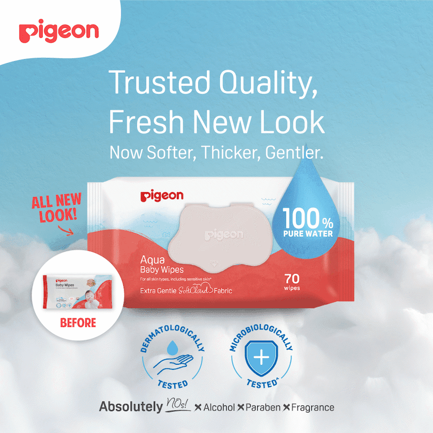 PIGEON AQUA BABY WIPES 70's FLIPTOP  3-IN-1 2