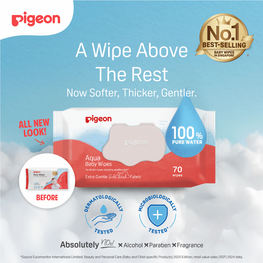 PIGEON AQUA BABY WIPES 70's FLIPTOP  3-IN-1 3