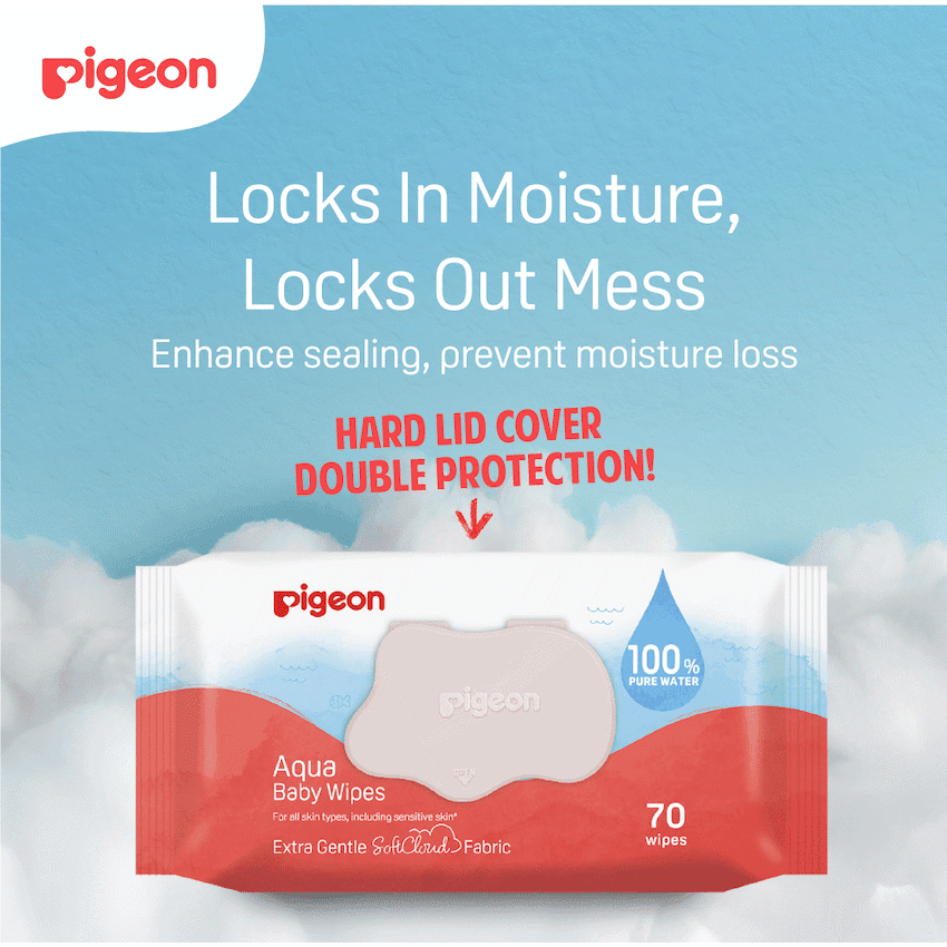 PIGEON AQUA BABY WIPES 70's FLIPTOP  3-IN-1 8