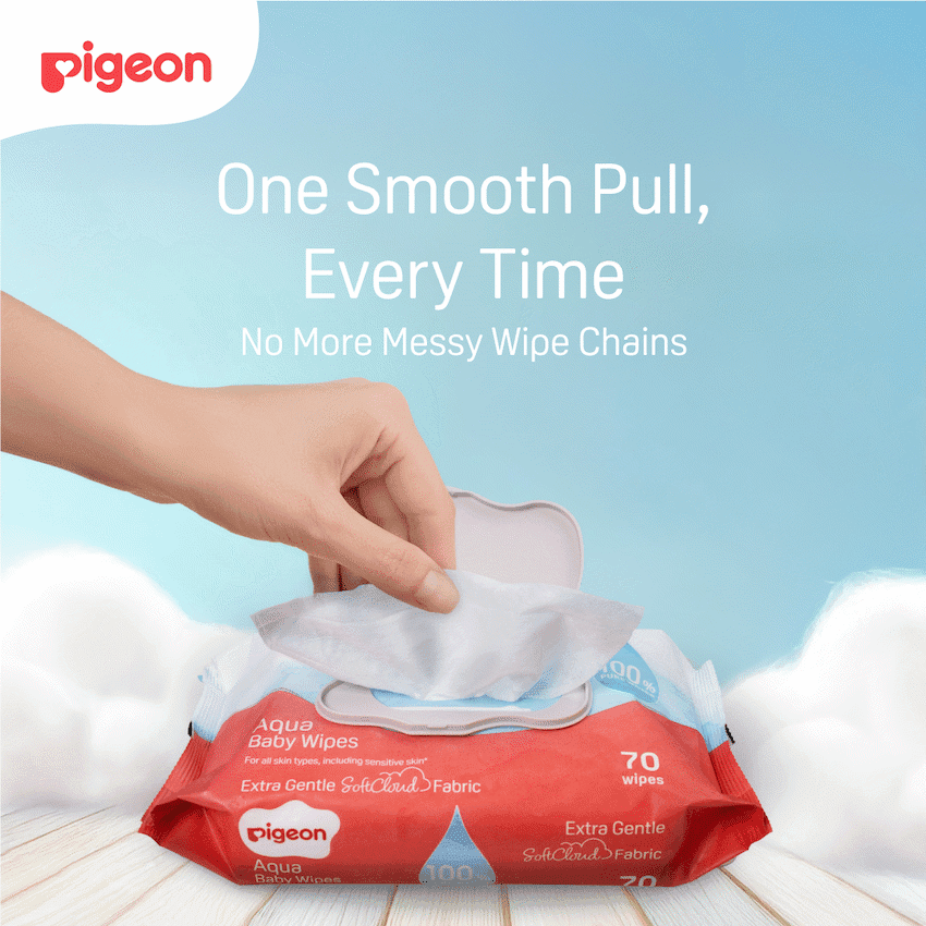 PIGEON AQUA BABY WIPES 70's FLIPTOP  3-IN-1 9
