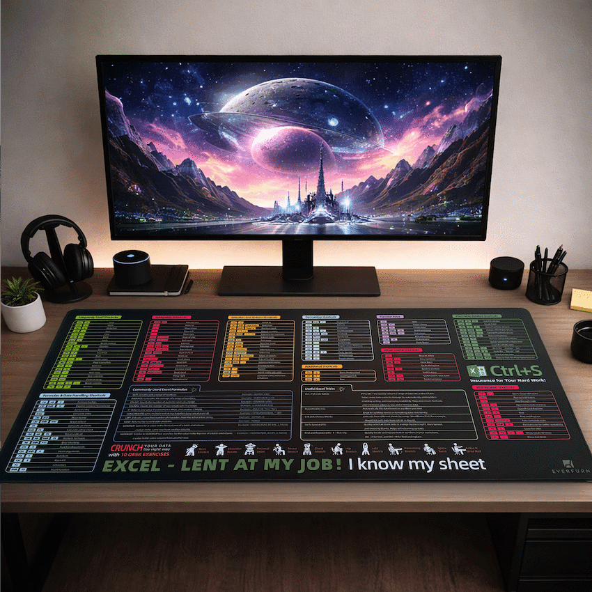 Everfurn Excel Hot Keys Large Desk Mat 5
