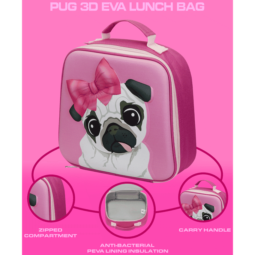 Quest Pug 3D EVA Lunch Bag - Pink 4