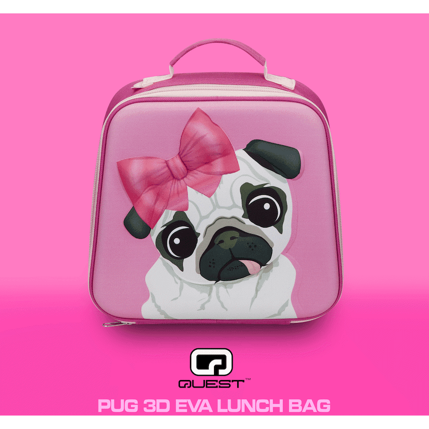 Quest Pug 3D EVA Lunch Bag - Pink 3