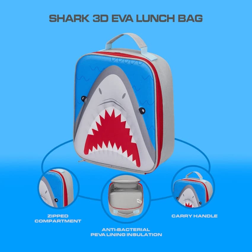 Quest Shark 3D EVA Lunch Bag - Grey 4