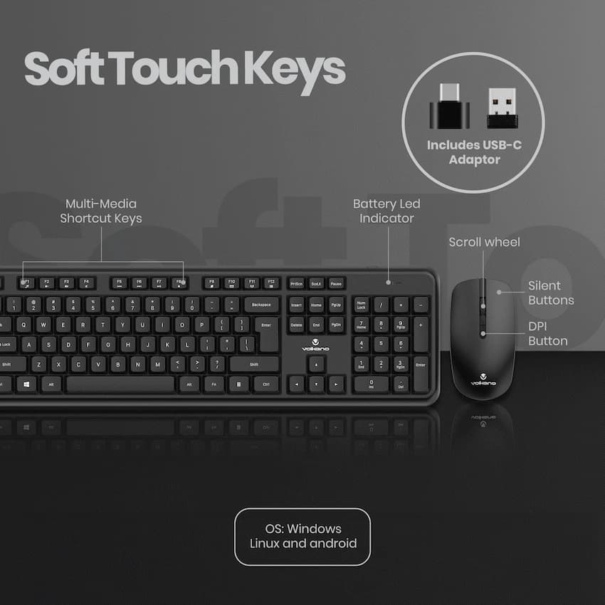 Volkano Opal Series Wireless Keyboard and Mouse Combo 22