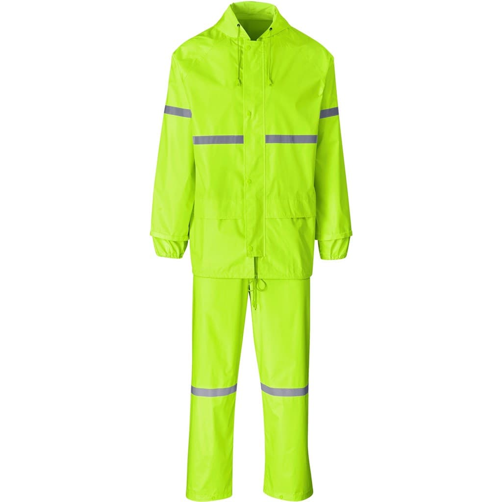 Outdoor Hi-Viz Reflective Polyester/PVC Rainsuit - Lime 1