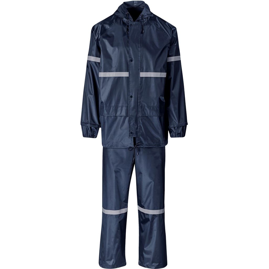 Outdoor Hi-Viz Reflective Polyester/PVC Rainsuit - Navy 1
