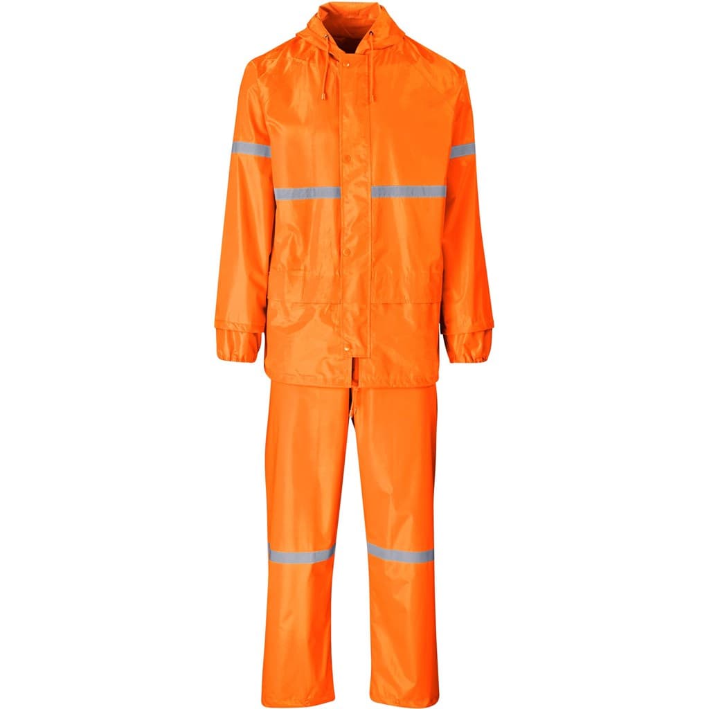 Outdoor Hi-Viz Reflective Polyester/PVC Rainsuit - Orange 1