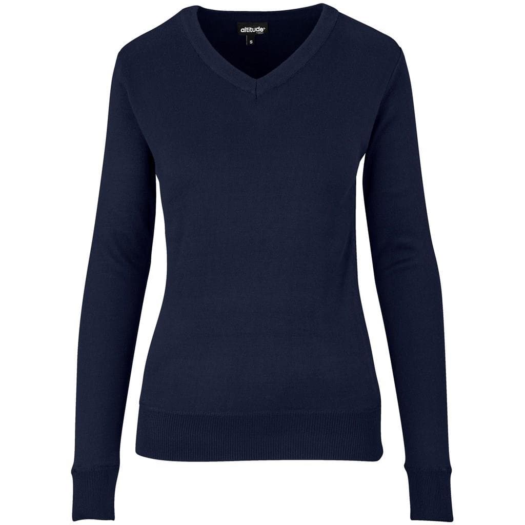 Ladies Long Sleeve Peru V-Neck Jersey - Navy 1