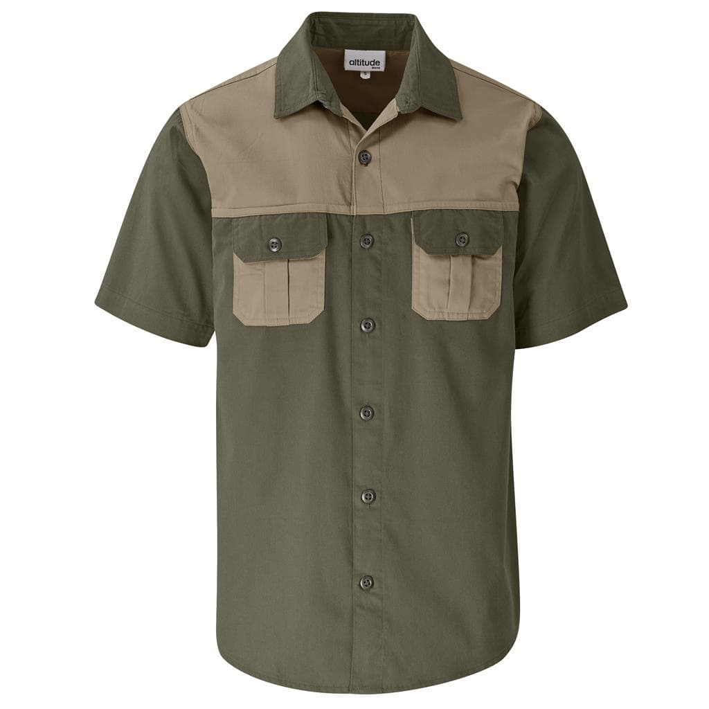 Mens Short Sleeve Serengeti 2-Tone Bush Shirt 1