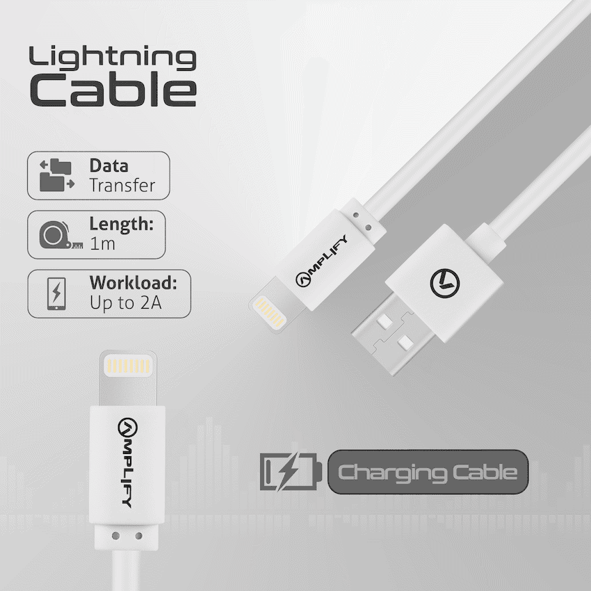 Amplify Lightning Charging Cable for iPhone & iPad - White 3