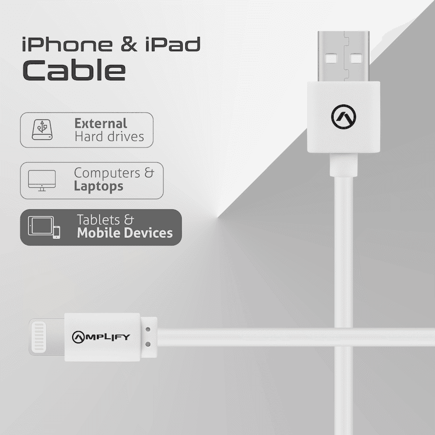 Amplify Lightning Charging Cable for iPhone & iPad - White 4