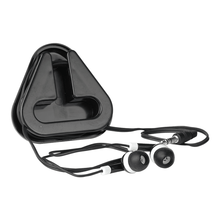 Earphones in Triangular Protective Case