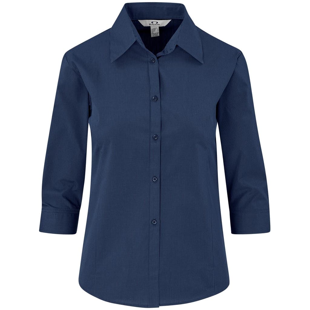 Ladies 3/4 Sleeve Micro Check Shirt 2