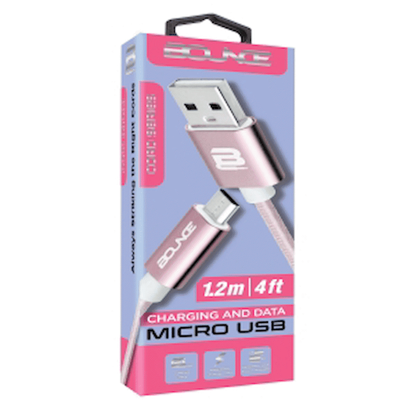 Bounce Cord Series Micro USB Braided Cable 1.2m - Rose Gold 2