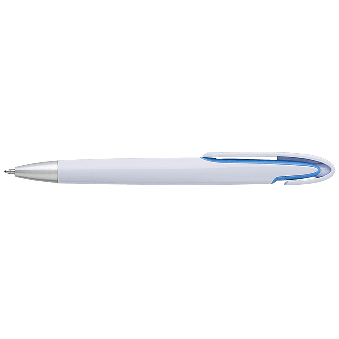 Rounded Clip Ballpoint Pen With White Barrel 2