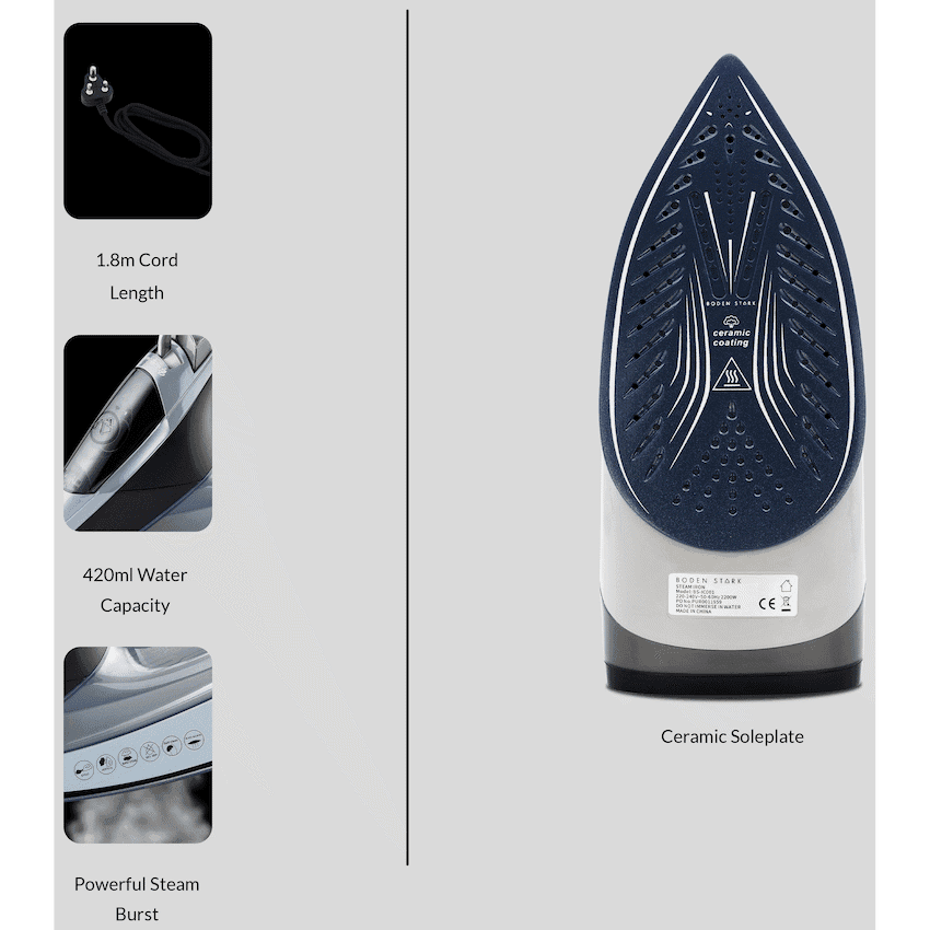 Boden Stark 2200W Ceramic Steam Iron 2