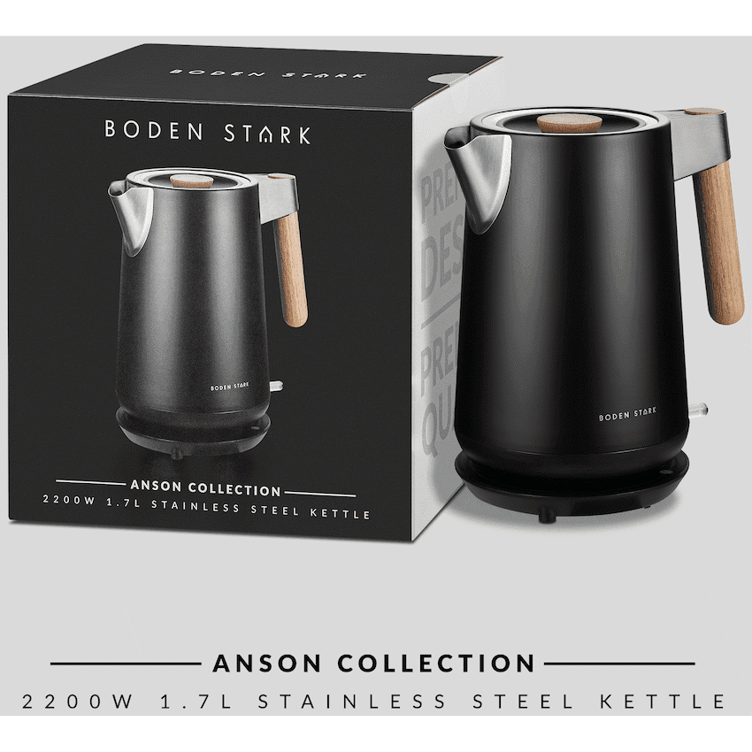 Boden Stark Anson Collection 1.7l 2000w Stainless Steel Kettle - Black 2