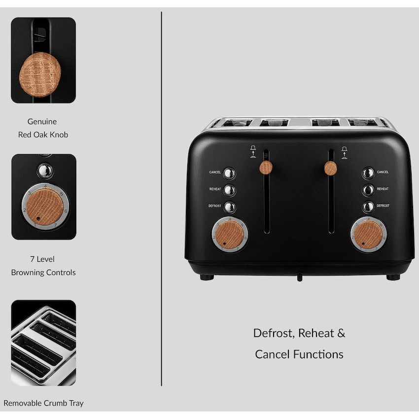 Boden Stark Anson Collection 4-Slice Stainless Steel Toaster - Black 4