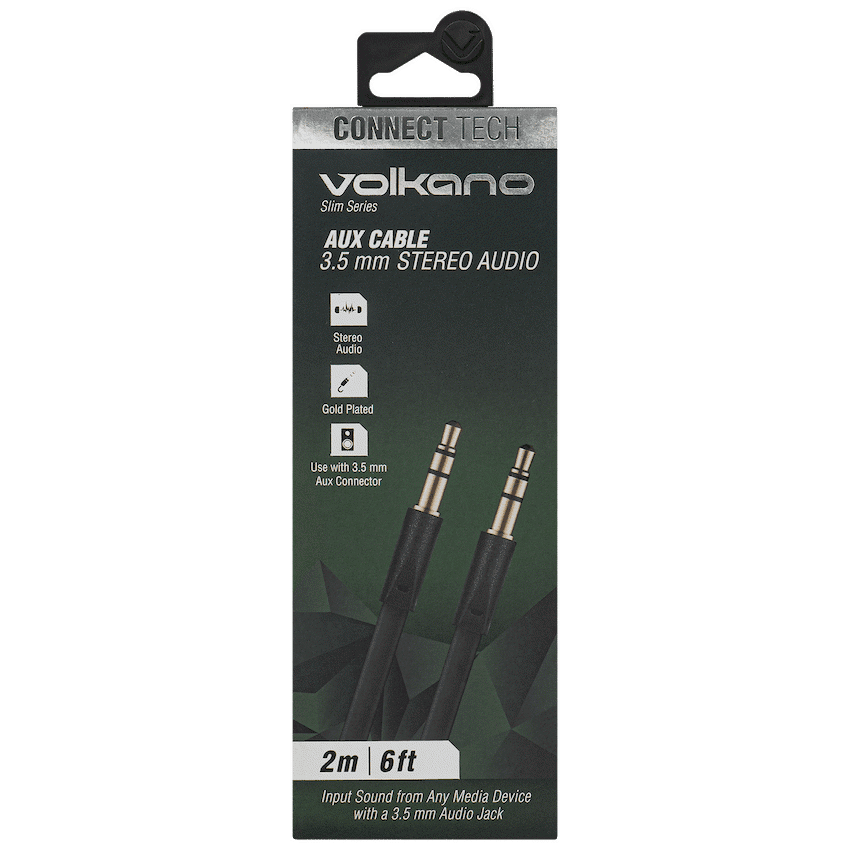 Volkano Slim Series Aux Cable 2m - Black 3