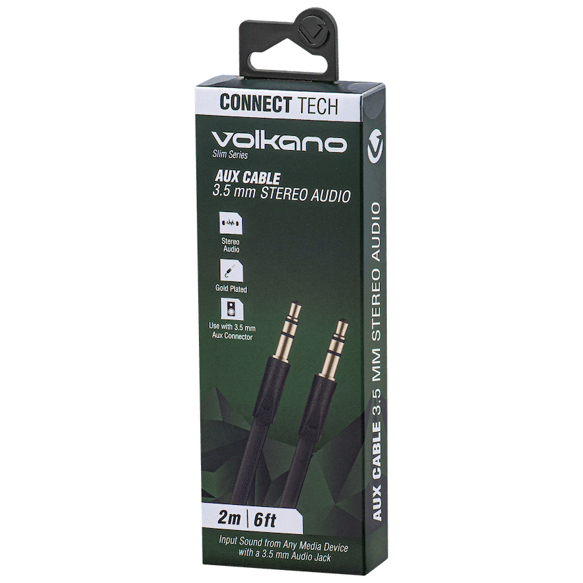 Volkano Slim Series Aux Cable 2m - Black 4