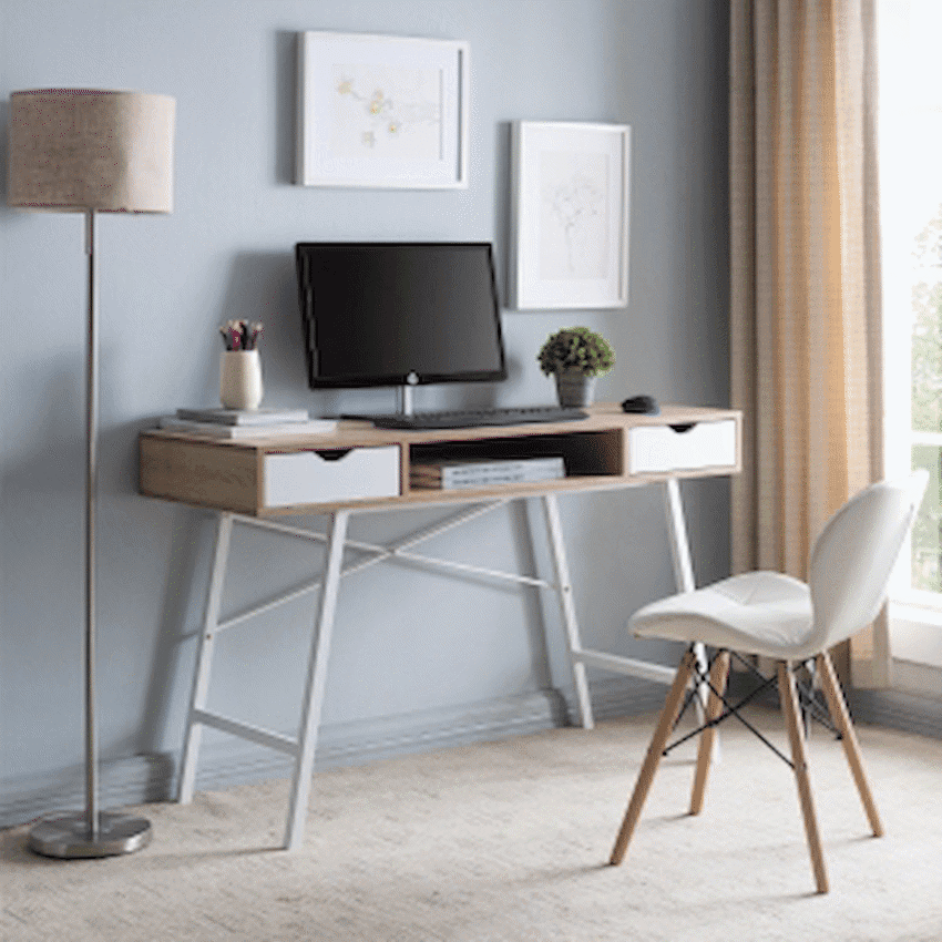 Everfurn Rain Work Desk - Study Desk with Two Drawers, Steel Frame, Adjustable Feet 3