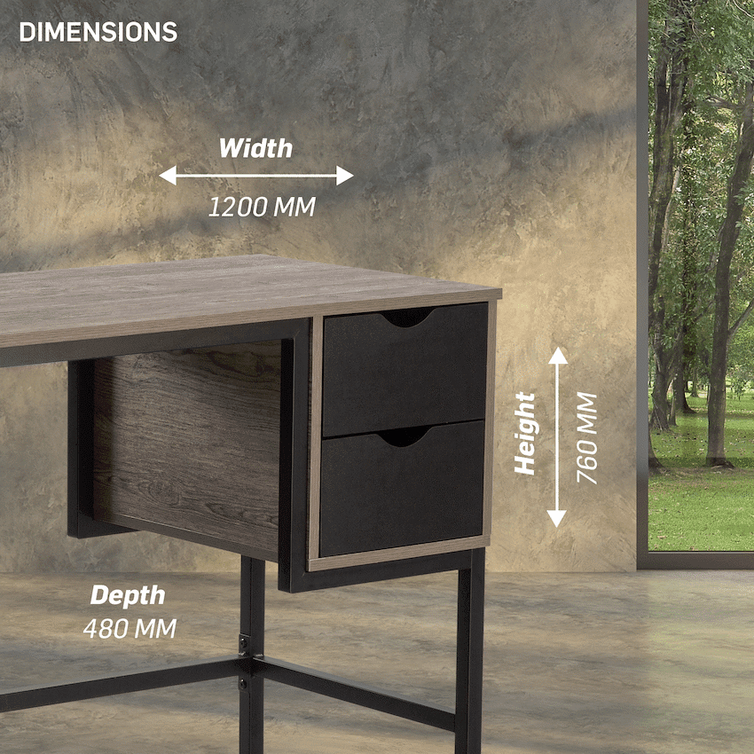 Everfurn Rampart Office Desk with Two Drawers, Powder-Coated Steel, Adjustable Feet 5