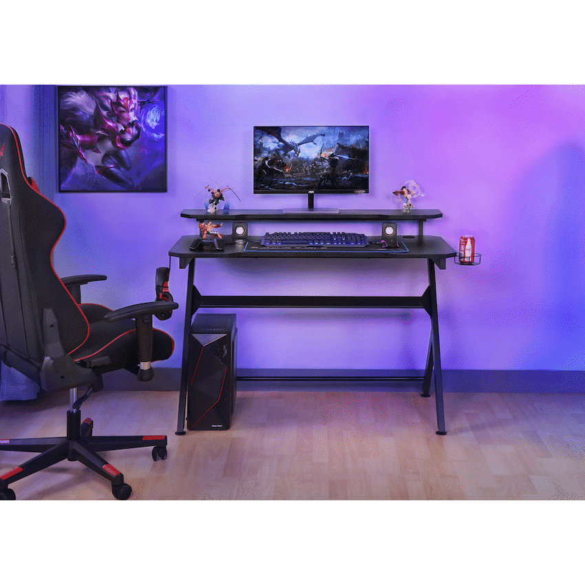VX Gaming Donahue Gaming Desk - Black with Headphone Hook 2