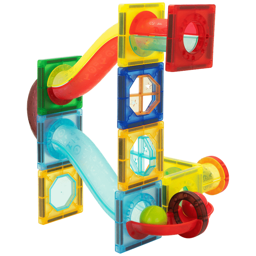 45 Magnetic Tiles and Marble Run Parts 4