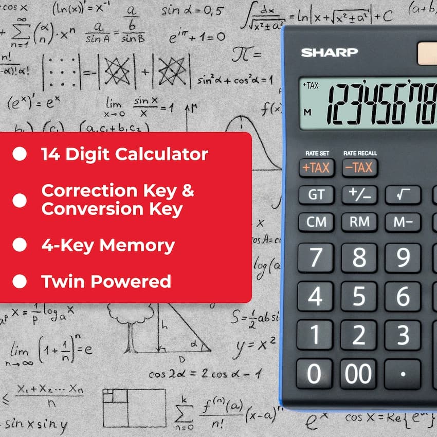 Sharp EL-145T Desk Calculator - 14 Digit Tax 5