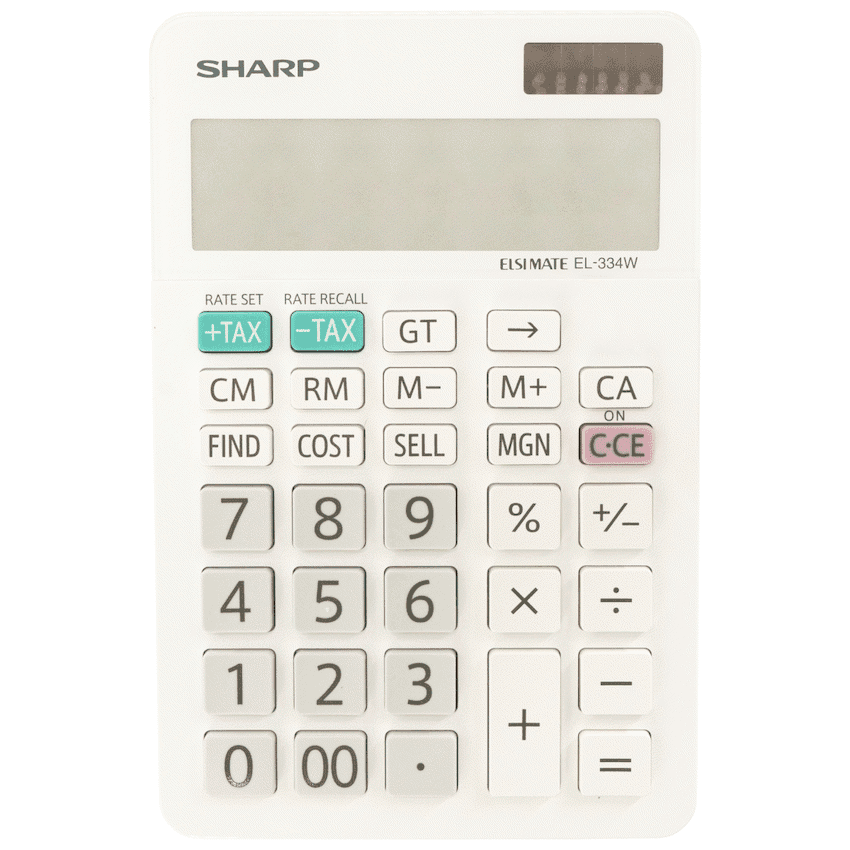 Sharp ElsiMate EL334WB - 12 Digit Desk Calculator