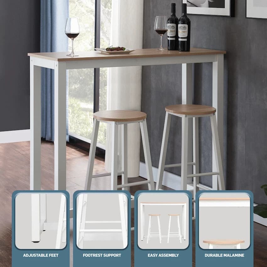 Everfurn Chenin 3-Piece Bar Table & Stool Set with Powder-Coated Frame 2