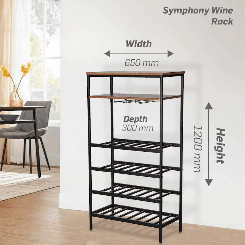 Everfurn Symphony Wine Rack - Steel Frame - Adjustable Feet 3