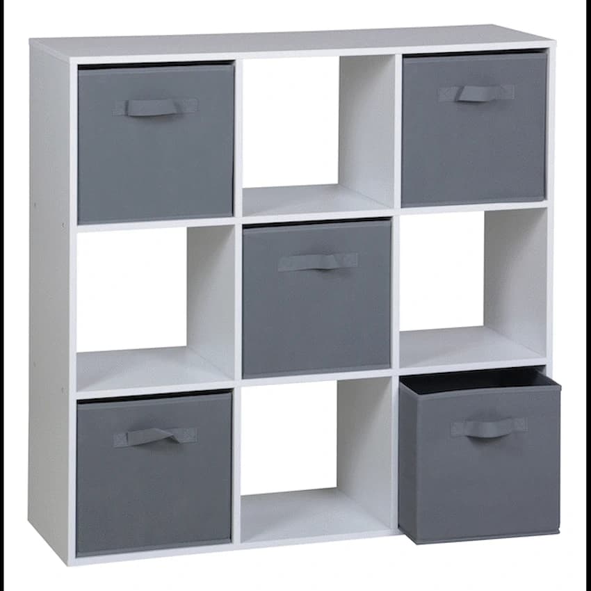 Everfurn Ninefold Bookshelf with 5 Storage Bins 2