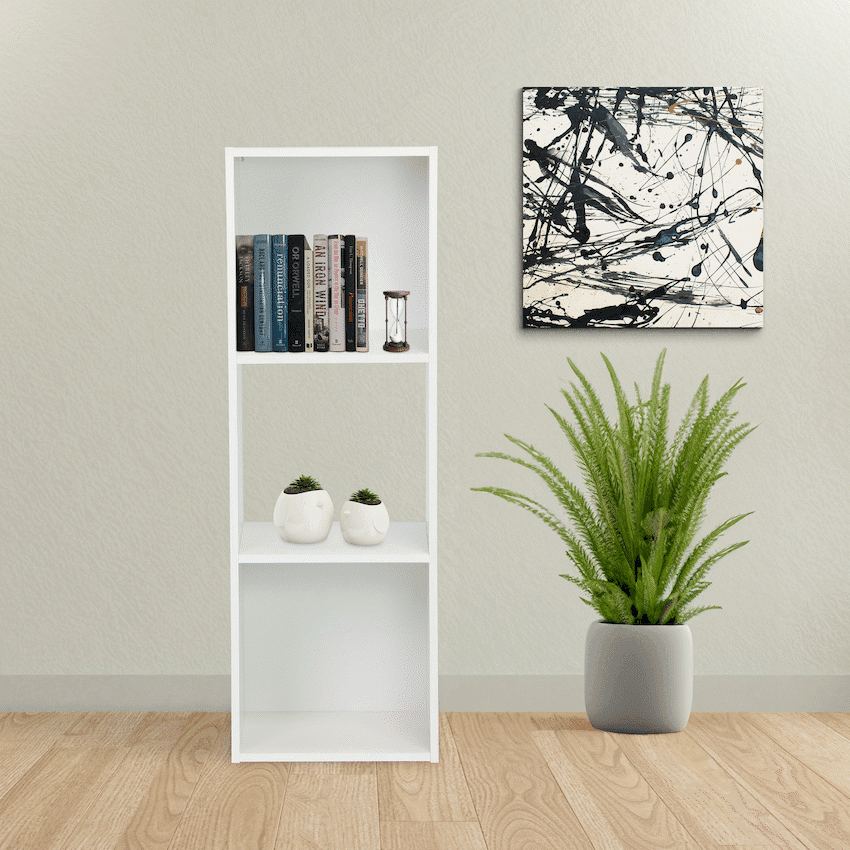 Everfurn Grayscale 3 Tier Bookshelf White, High Pressure Laminate 5
