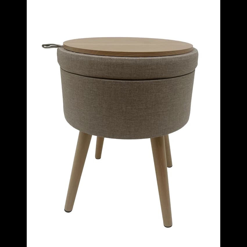 Sophie Round Storage Stool with Wooden Legs 2