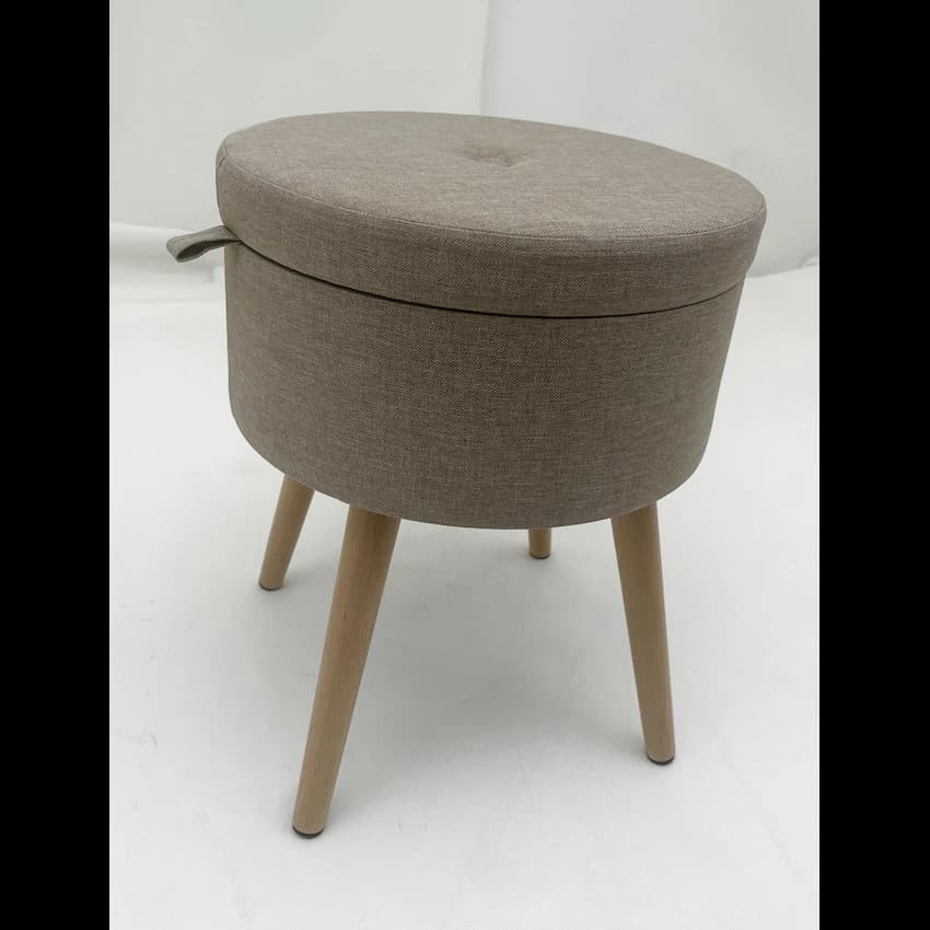 Sophie Round Storage Stool with Wooden Legs 5