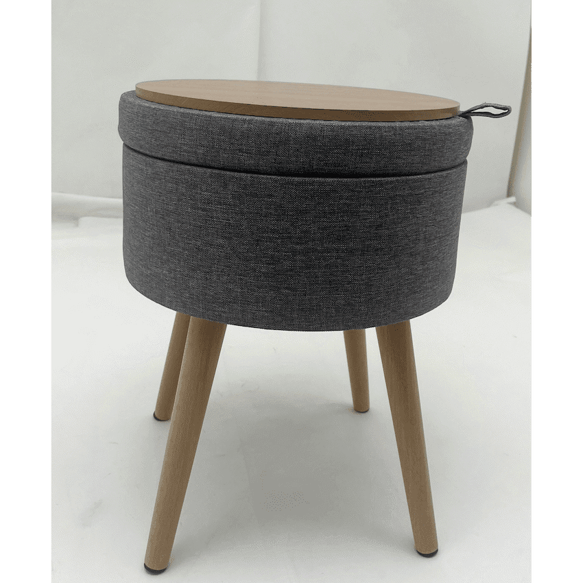 Sophie Round Storage Stool with Wooden Legs 10