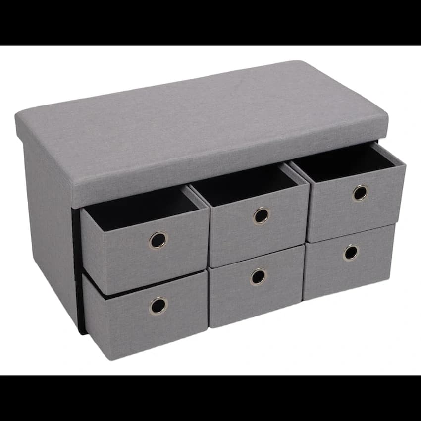 Foldable Storage Ottoman with Six Drawers 3