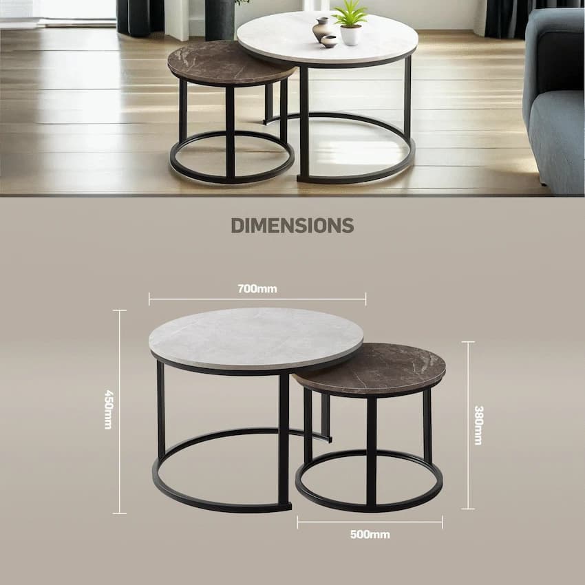 Nile Nesting Coffee Table Greyish 4