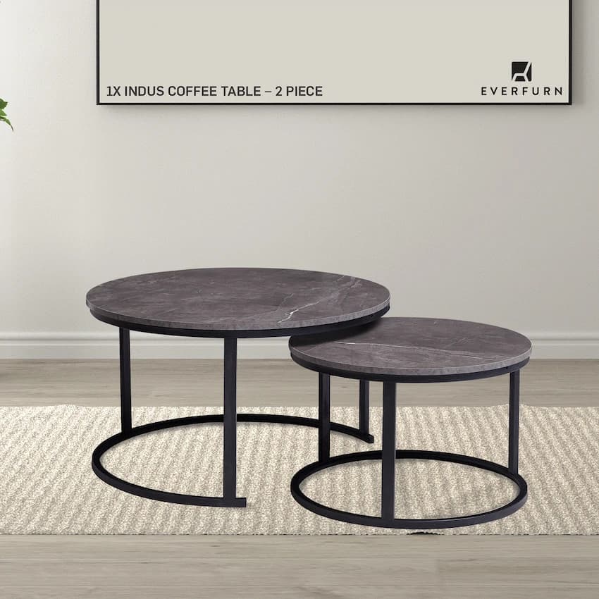 Everfurn Indus Nesting Coffee Table Marble Grey 2 - Piece 4
