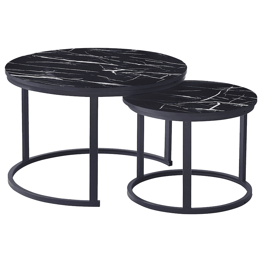 Everfurn Indus Nesting Coffee Table Black 2 Piece 2