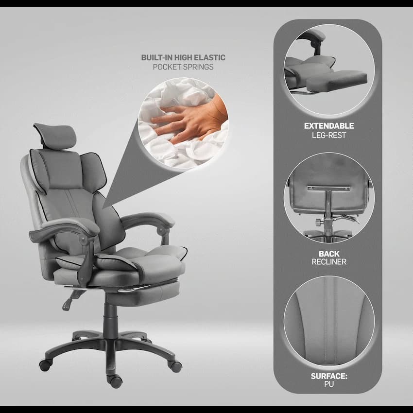 Everfurn Emperor High Back Chair - Grey 4