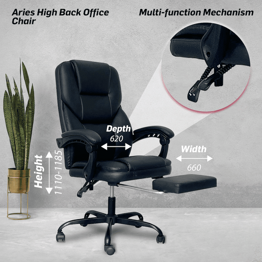 Everfurn Aries High Back Office Chair - Recline - Iron Base 3