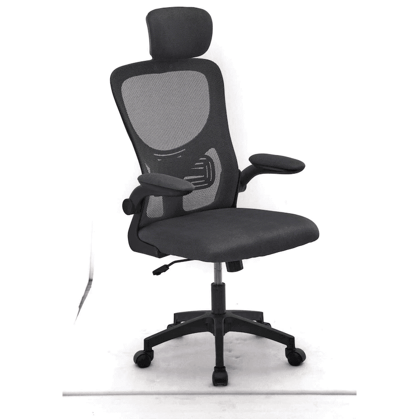Everfurn Kira High Back Office Chair with Headrest - Grey with Black Frame