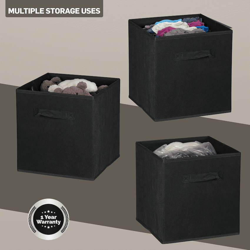 Everfurn Storeman Black, Collapsible Fabric Organiser Storage Basket - Single 5