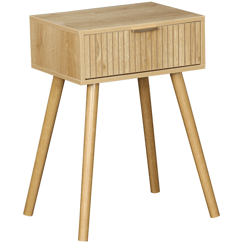 Everfurn Yoko Side Table Wood, Melamine, Pine Wood Legs, 1x Drawer 2