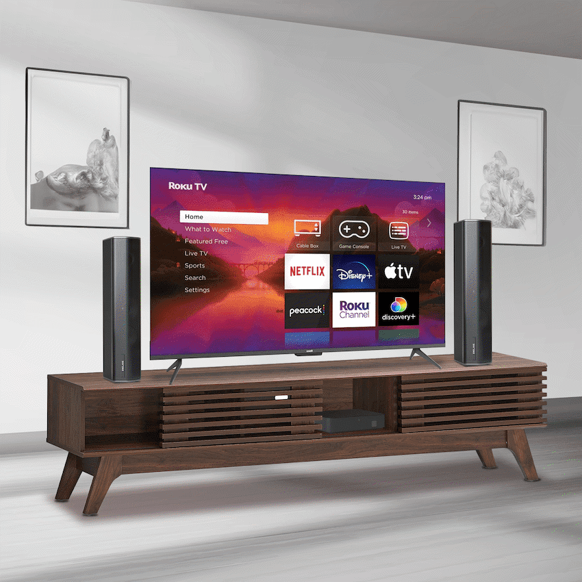 Everfurn Catalina Large TV Stand, High-Pressure Laminate, Solid Wood Legs, with Storage 2